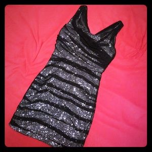 Express black sequin dress